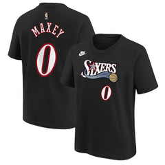 Nike - Tyrese Maxey Philadelphia 76ers Youth Name & Number T-Shirt - Classic Edition - Black