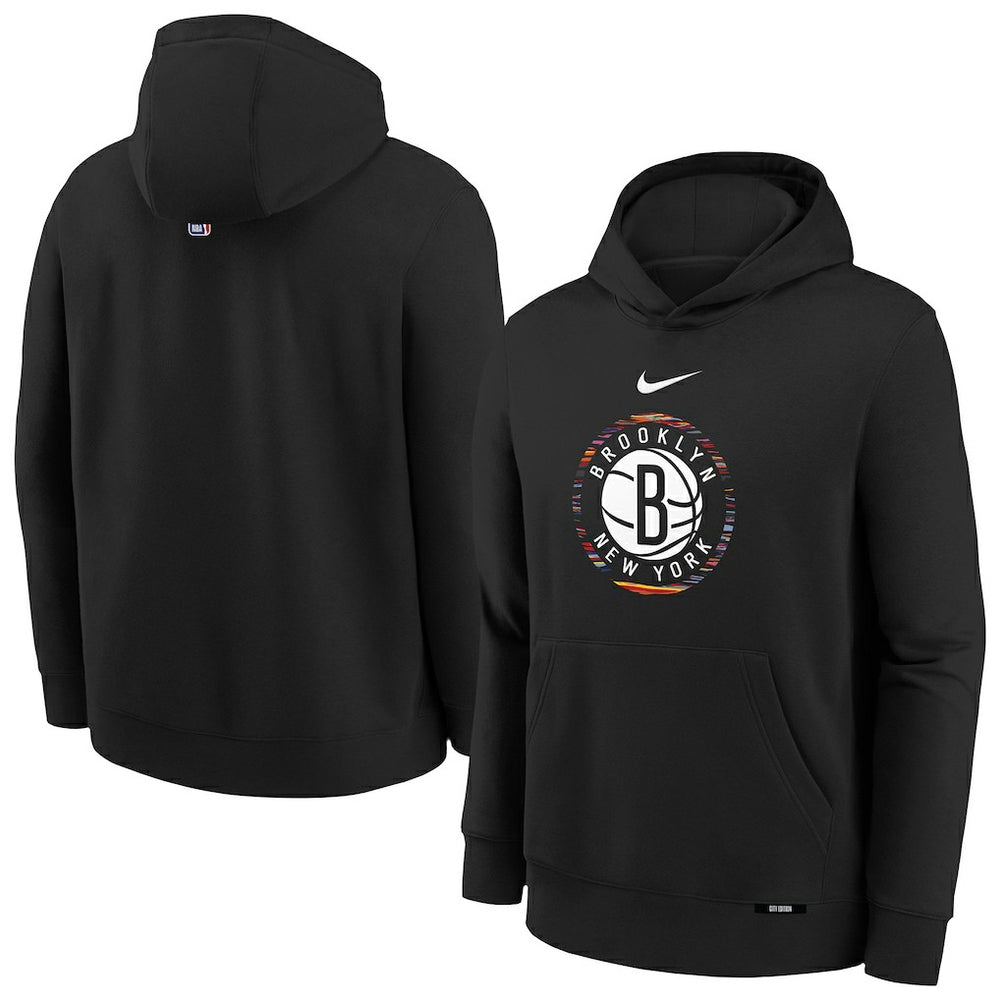 Nike - Brooklyn Nets Youth 2025/26 City Edition Club Fleece Pullover Hoodie - Black