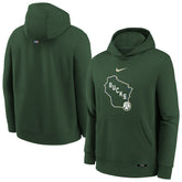 Nike - Milwaukee Bucks Youth 2025/26 City Edition Club Fleece Pullover Hoodie - Hunter Green