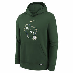 Nike - Milwaukee Bucks Youth 2025/26 City Edition Club Fleece Pullover Hoodie - Hunter Green