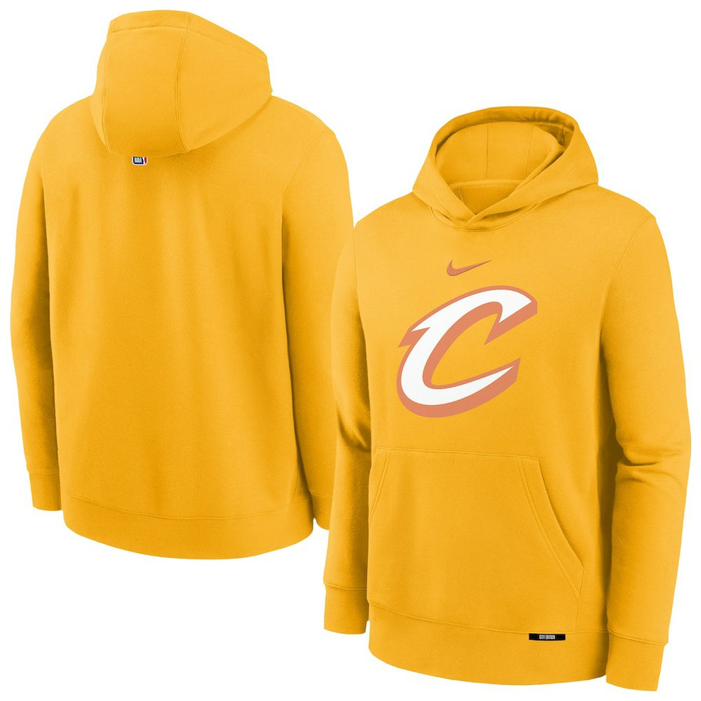 Nike - Cleveland Cavaliers Youth 2025/26 City Edition Club Fleece Pullover Hoodie - Yellow