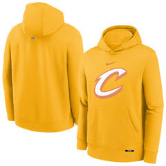 Nike - Cleveland Cavaliers Youth 2025/26 City Edition Club Fleece Pullover Hoodie - Yellow