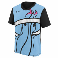 Nike - Miami Heat Youth 2025/26 City Edition Max90 T-Shirt - Light Blue/Black