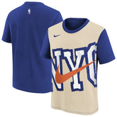 Nike - New York Knicks Youth 2025/26 City Edition Max90 T-Shirt - Light Beige/Blue