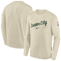 Nike - Milwaukee Bucks Youth 2025/26 City Edition Dri-Fit Long Sleeve Game Top - White