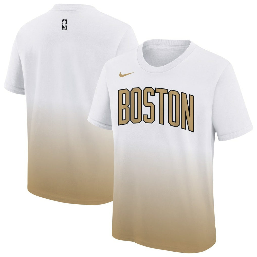 Nike - Boston Celtics Youth 2025/26 City Edition Max90 T-Shirt - White/Gold