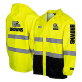 Cleveland Browns Hi-Vis Safety Waterproof Rainshell Full-Zip Hooded Jacket Yellow - NFL