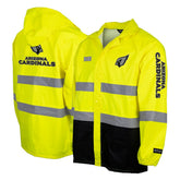 Arizona Cardinals Hi-Vis Safety Waterproof Rainshell Full-Zip Hooded Jacket Yellow - NFL