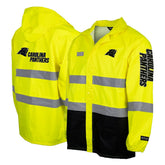 Carolina Panthers Hi-Vis Safety Waterproof Rainshell Full-Zip Hooded Jacket Yellow - NFL