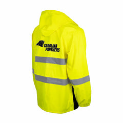Carolina Panthers Hi-Vis Safety Waterproof Rainshell Full-Zip Hooded Jacket Yellow - NFL