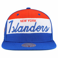 New York Islanders - Mitchell & Ness Retro Script Colorblock Snapback Hat Royal