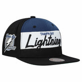 Tampa Bay Lightning - Mitchell & Ness Retro Script Colorblock Snapback Hat Black