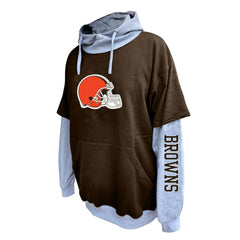 Cleveland Browns Big & Tall Twofer Pullover Hoodie Brown/Heather Gray - Fanatics
