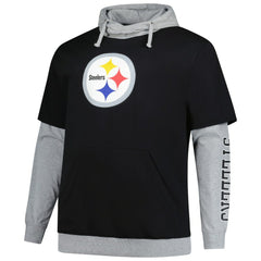 Pittsburgh Steelers Big & Tall Twofer Pullover Hoodie Black/Heather Gray - Fanatics
