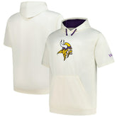 Minnesota Vikings Profile Big & Tall Chest Print and Logo Short Sleeve Pullover Hoodie Oatmeal - NFL