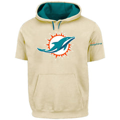 Miami Dolphins Profile Big & Tall Chest Print and Logo Short Sleeve Pullover Hoodie Oatmeal - NFL