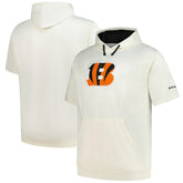 Cincinnati Bengals Profile Big & Tall Chest Print and Logo Short Sleeve Pullover Hoodie Oatmeal - NFL