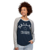 Dallas Cowboys G-III 4Her by Carl Banks Women's Waffle Knit Raglan Long-Sleeve T-Shirt Navy/Gray - NFL
