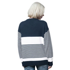Dallas Cowboys Starter Women's No Huddle Striped V-Neck Sweater Navy - NFL