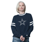 Dallas Cowboys Starter Women's Rally Drop Shoulder Cropped Sweatshirt Navy - NFL