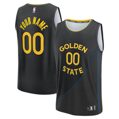 Fanatics - Golden State Warriors Youth Fast Break Custom Replica Jersey - Black - Statement Edition