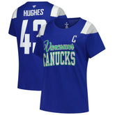 Quinn Hughes Vancouver Canucks - Fanatics Women's Plus Size Name & Number Scoop Neck T-Shirt Royal