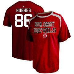 Jack Hughes New Jersey Devils - Profile Big & Tall Name & Number T-Shirt Red