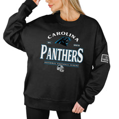 Carolina Panthers Gameday Couture Women's Oversized Players Only Black Label Pullover Sweatshirt Black - NFL