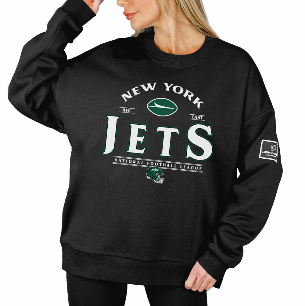 New York Jets Gameday Couture Women's Oversized Players Only Black Label Pullover Sweatshirt Black - NFL
