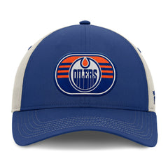 Edmonton Oilers - Fanatics 2025 Stanley Cup Playoffs Locker Room Trucker Adjustable Hat Royal/Gray