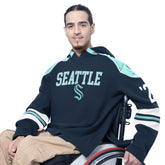 Seattle Kraken G-III Sports by Carl Banks Adaptive Wear Lord Stanley Hooded Long Sleeve Sweatshirt Navy