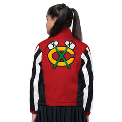Chicago Blackhawks Starter Girls Key Player Half Zip Jacket Black/Red