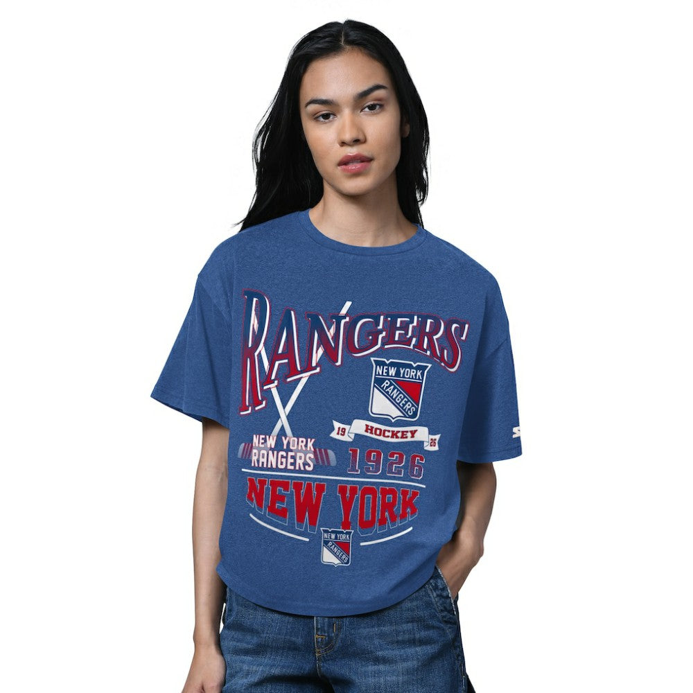 New York Rangers Starter Women's Oversized Hall of Fame T-Shirt Heather Blue