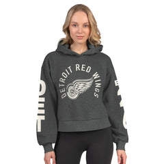 Detroit Red Wings - Starter Women's Star Player Cropped Fleece Hoodie Heather Charcoal