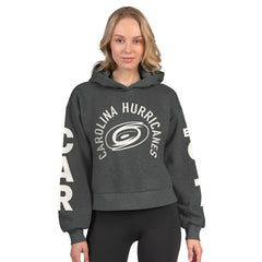 Carolina Hurricanes - Starter Women's Star Player Cropped Fleece Hoodie Heather Charcoal
