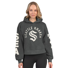 Seattle Kraken Starter Women's Star Player Cropped Fleece Hoodie Heather Charcoal