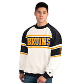 Boston Bruins Starter Male Adult Defense Fleece Crewneck Sweatshirt White