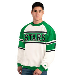 Dallas Stars - Starter Male Adult Defense Fleece Crewneck Sweatshirt White