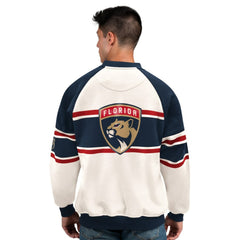 Florida Panthers - Starter Male Adult Defense Fleece Crewneck Sweatshirt White