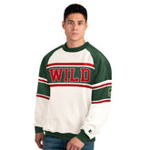 Minnesota Wild - Starter Male Adult Defense Fleece Crewneck Sweatshirt White