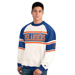 New York Islanders - Starter Male Adult Defense Fleece Crewneck Sweatshirt White