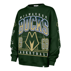 47 brand - Milwaukee Bucks '47 Women's 2025/26 City Edition Go Big Oversized Sweatshirt - Hunter Green
