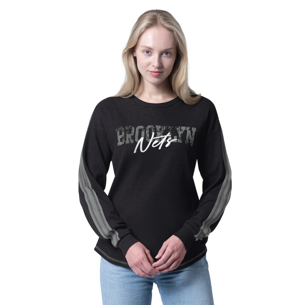 NBA - Brooklyn Nets G-III 4Her by Carl Banks Women's Advantage Tri-Blend Long Sleeve T-Shirt - Black