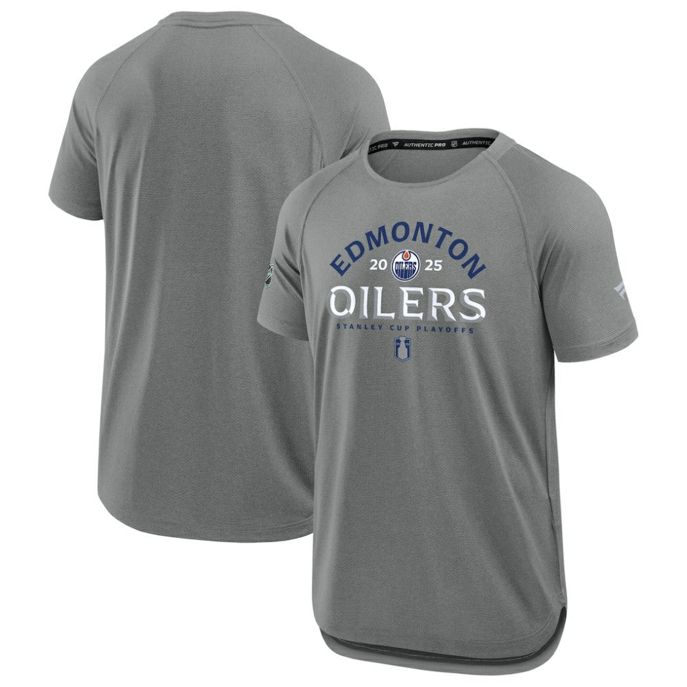 Edmonton Oilers - Fanatics 2025 Stanley Cup Playoffs Authentic Pro Rink Performance T-Shirt Heather Gray