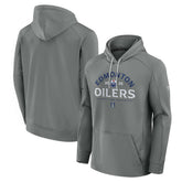 Edmonton Oilers - Fanatics 2025 Stanley Cup Playoffs Authentic Pro Rink Fly Fleece Pullover Hoodie Gray