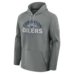 Edmonton Oilers - Fanatics 2025 Stanley Cup Playoffs Authentic Pro Rink Fly Fleece Pullover Hoodie Gray