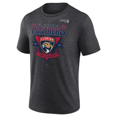 Florida Panthers - Fanatics 2025 Stanley Cup Playoffs Crossbar Tri-Blend T-Shirt Heather Charcoal