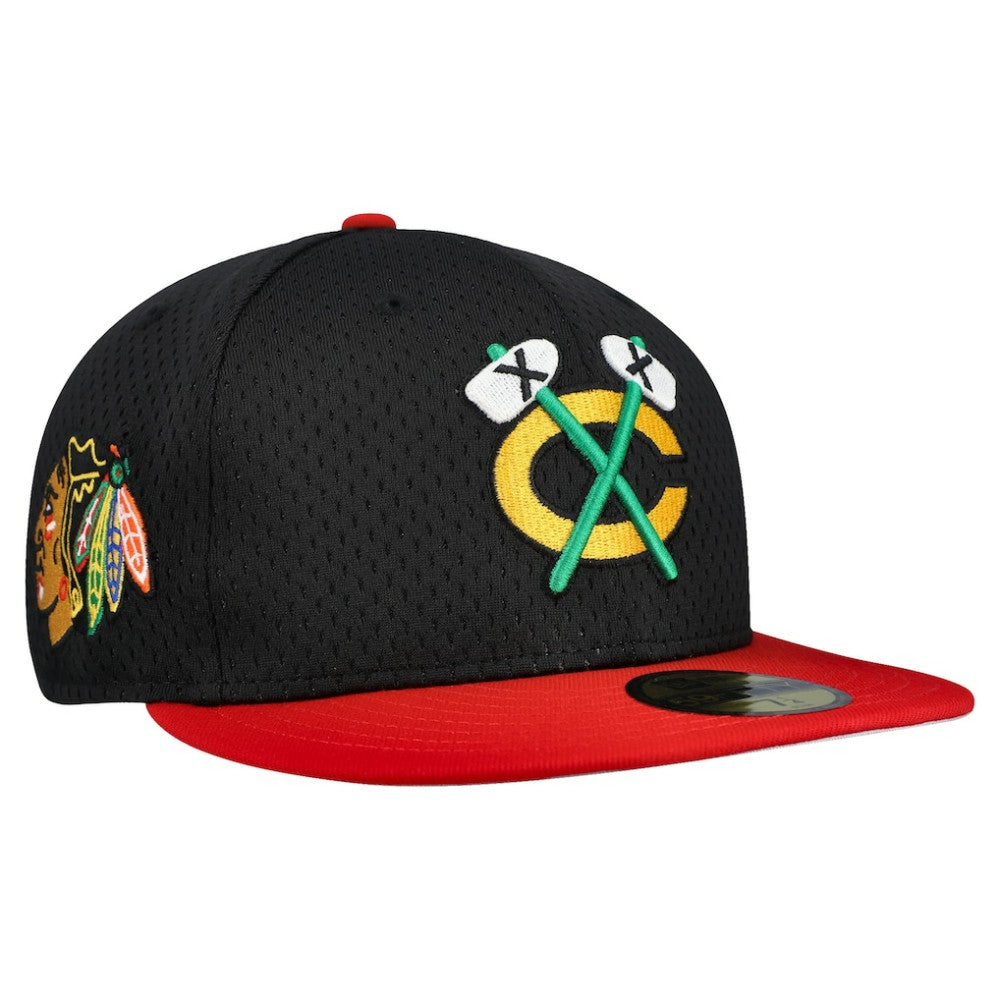 Chicago Blackhawks New Era Mesh Crown Two-Tone 59FIFTY Fitted Hat Black/Red
