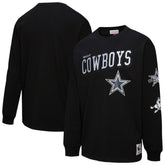 Dallas Cowboys Training Camp Vintage Logos Long Sleeve T-Shirt Black - Mitchell & Ness