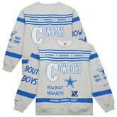 Dallas Cowboys All Over Print Retro Fleece Sweatshirt Heather Gray - Mitchell & Ness